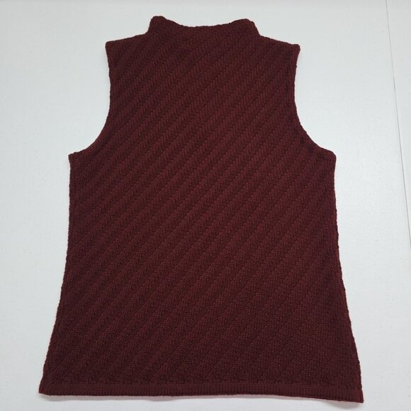 Jones New York 100% Merino Wool Burgundy Sleeveless Round Neck Sweater Tank SM - Picture 3 of 9